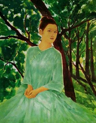 胡冰 纯手绘精品油画《绿茵》