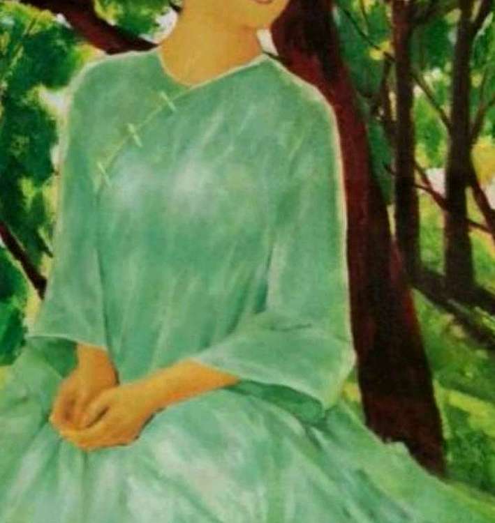 胡冰 纯手绘精品油画《绿茵》