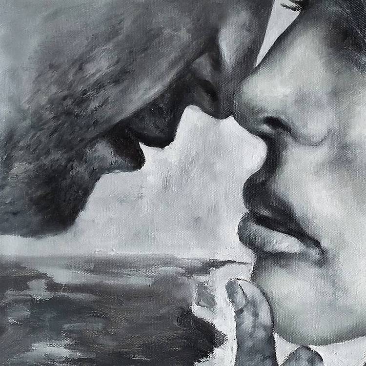 胡冰 纯手绘精品油画《爱的顿河》