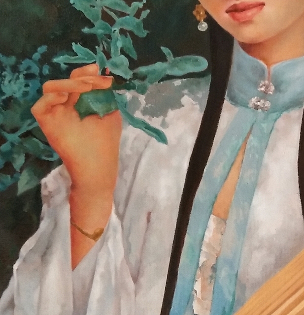 胡冰 纯手绘精品油画《思念》