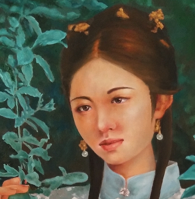 胡冰 纯手绘精品油画《思念》