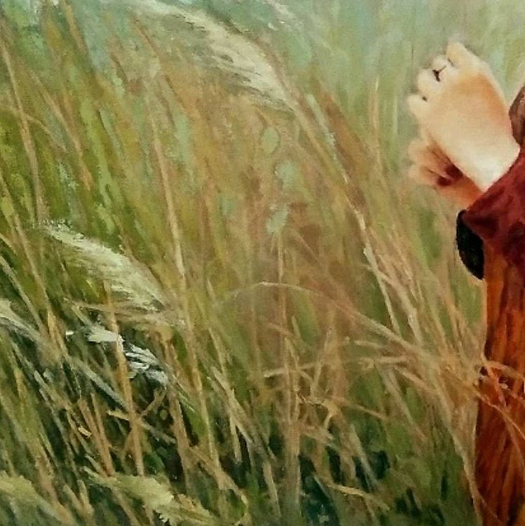 胡冰 纯手绘精品油画《微风拂面》