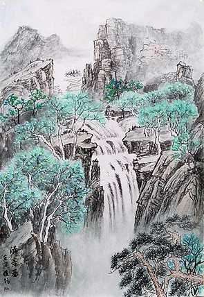 河北省美协会员 周植筠 山水画作品《清音图》