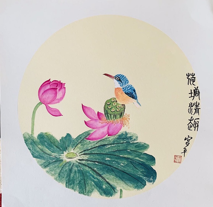 宫平 荷塘清趣，小荷才露尖尖角，早有蜻蜓立上头