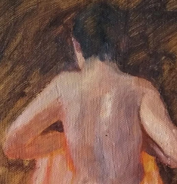 胡冰 纯手绘精品油画《背影》