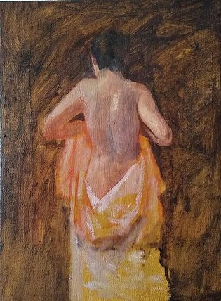胡冰 纯手绘精品油画《背影》