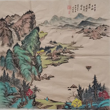 空靈 中华海峡国画研究会常务理事 特聘职业书画家胡强 山水图