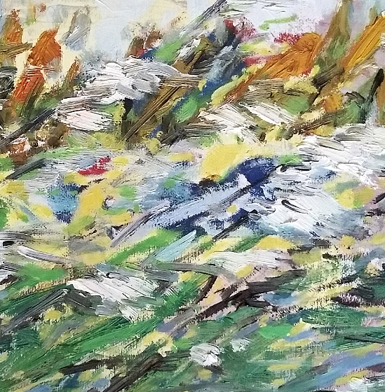 胡冰 纯手绘精品油画《风中的芦苇》