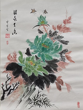 空靈 中华海峡国画研究会常务理事 特聘职业书画家胡强 国色天香