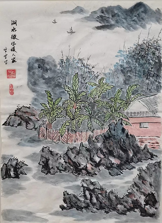 空靈 中华海峡国画研究会常务理事 特聘职业书画家 湖水微风暖人家