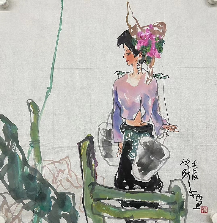 中国美术家协会会员 楼家本 少女