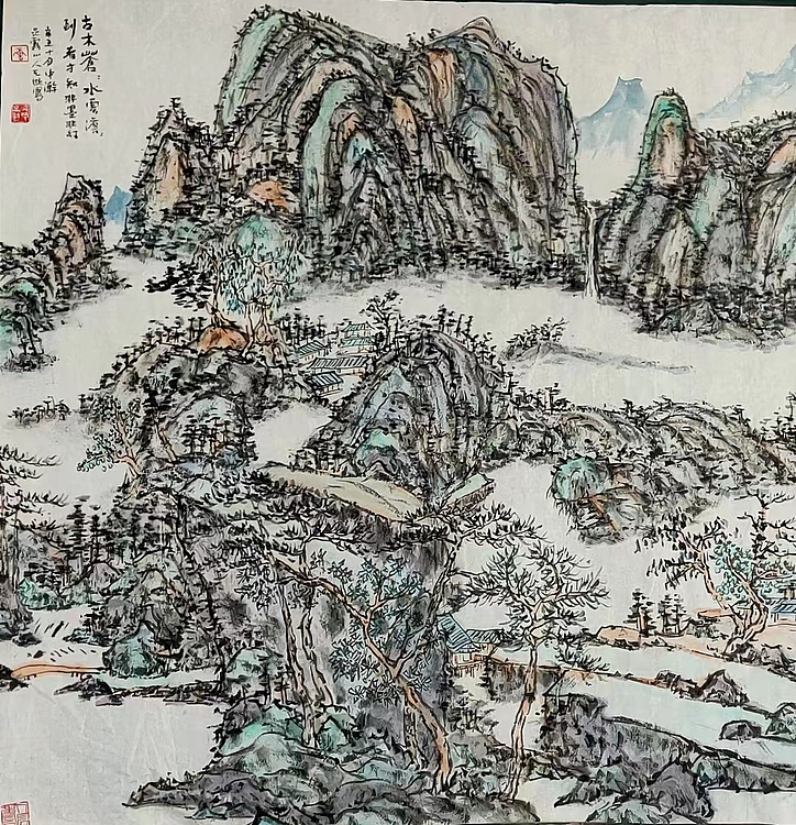 蜀东书画院院长 中国人民大学任泽涛工作室画家 唐天晓 山水作品