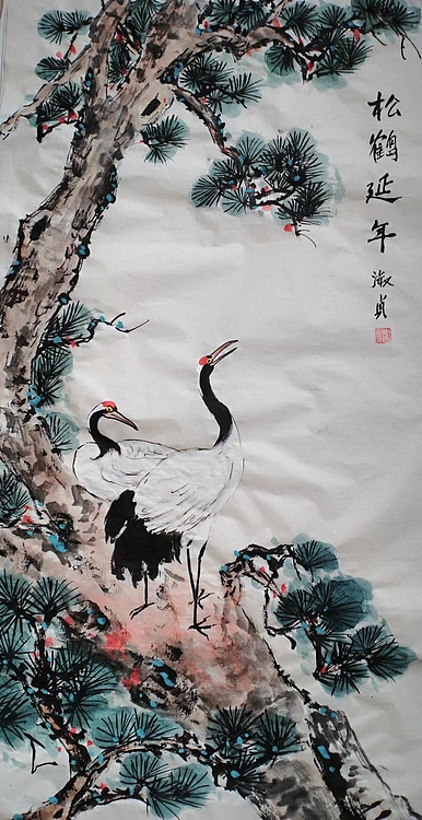 小雨 松鹤延年