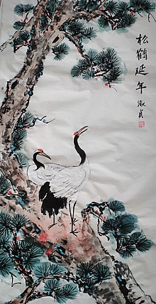 小雨 松鹤延年