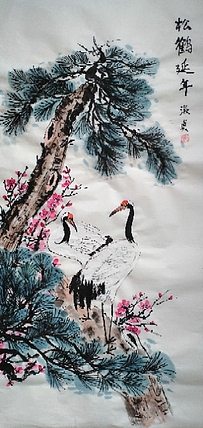 小雨 松鹤延年