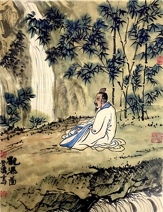 天津美院硕士 上海戏曲人物画会会员 崔雪涛 观瀑图
