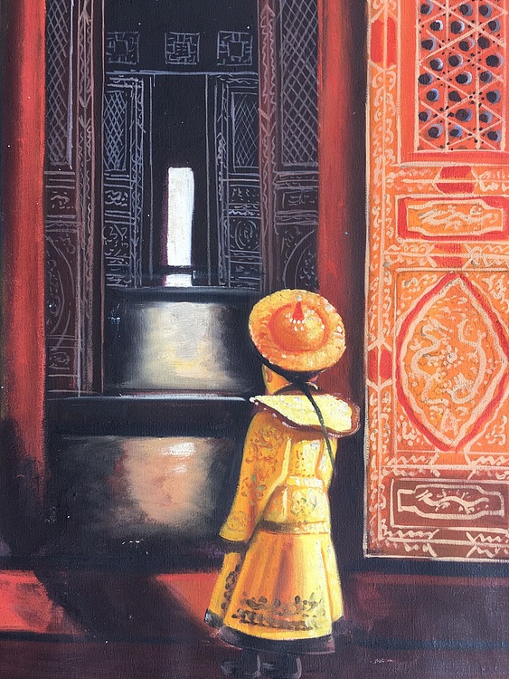 张嘉應手绘油画作品《门》