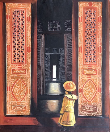 张嘉應手绘油画作品《门》