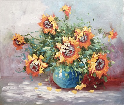 邹娜手绘油画作品《阳光》