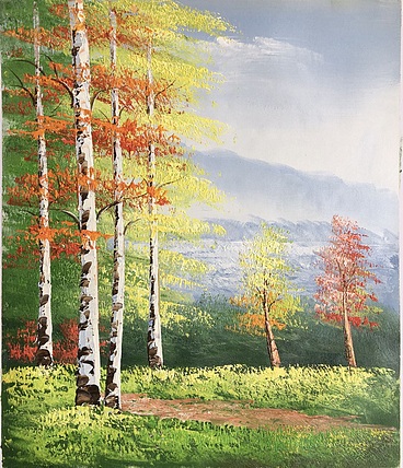 黄明灯手绘油画作品《生机勃勃》