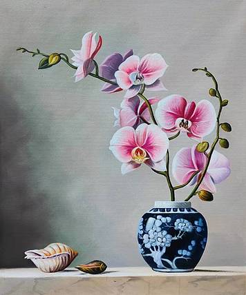 胡冰 纯手绘精品油画《插花》