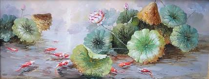 胡冰 纯手绘精品油画《荷花2》