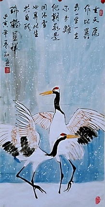 职业书画家 孟红 《瑞鹤星祥》
