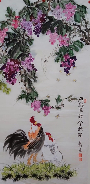 职业书画家 孟红 《雄鸡高歌金秋颂》