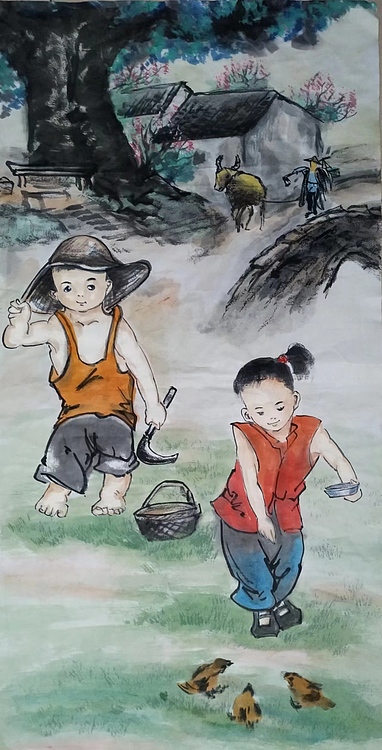 高兴 干农活