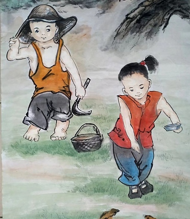 高兴 干农活