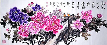 当代著名书画家 醉墨 朱毅江国画牡丹《春风十里不如你》