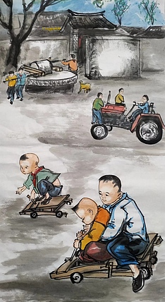 高兴 木头车