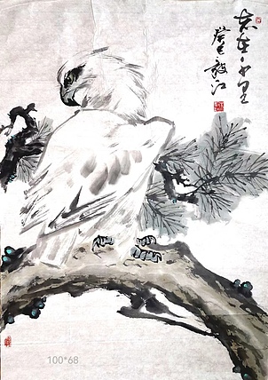 当代著名书画家 醉墨 朱毅江国画《志在千里》