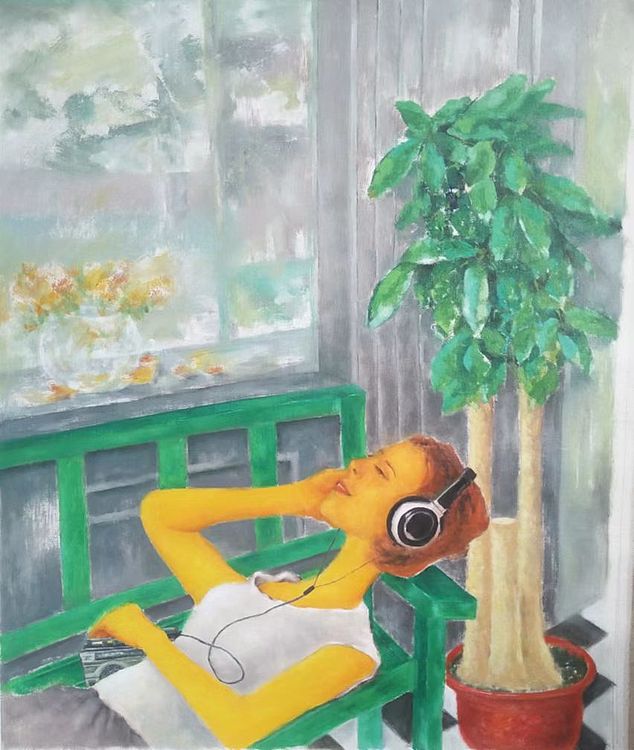 胡冰 原创精品油画《乐》