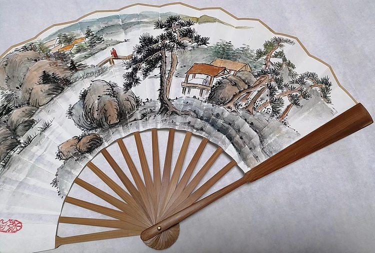 仟亿 松山秋韵图 扇子