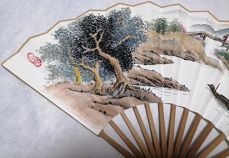仟亿 春江泊舟图 扇子