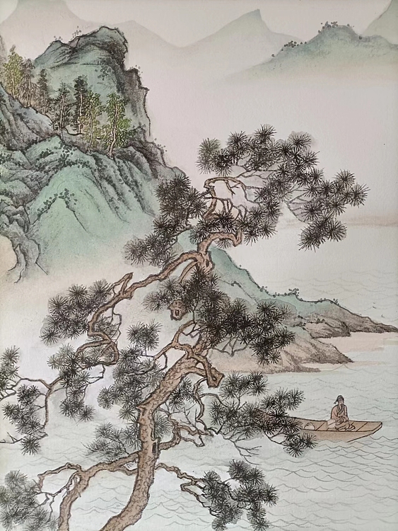 青年书画家 七汐 松溪放棹图