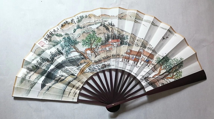 仟亿 小桥流水 扇子