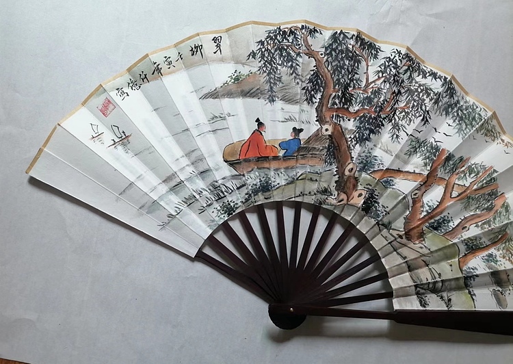 仟亿 翠柳 扇子