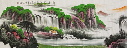 当代著名山水画家 艺临 山水国画