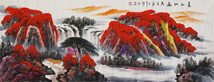 当代著名山水画家 艺临 山水国画