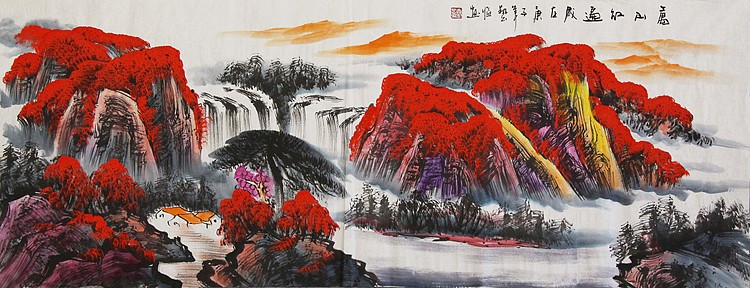 当代著名山水画家 艺临 山水国画