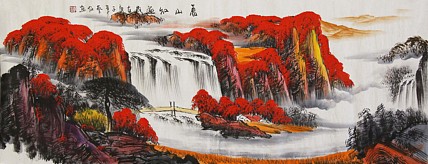 当代著名山水画家 艺临 山水国画