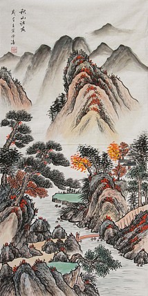 当代著名山水画家 泽海 山水国画
