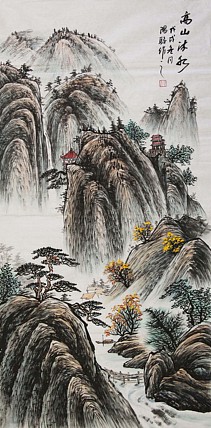 当代著名山水画家 阳骏 山水国画