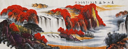 当代著名山水画家 艺临 山水国画