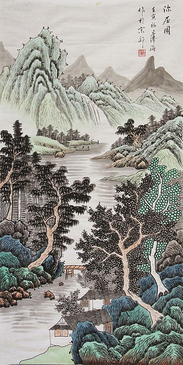 当代著名山水画家 泽海 山水国画