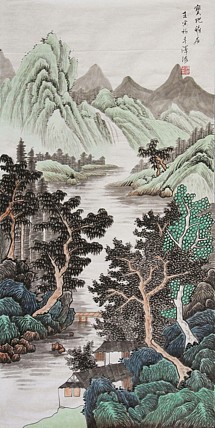 当代著名山水画家 泽海 山水国画
