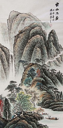 当代著名山水画家 阳骏 山水国画