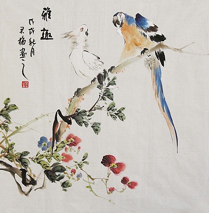 当代著名花鸟画家 君梅 作品